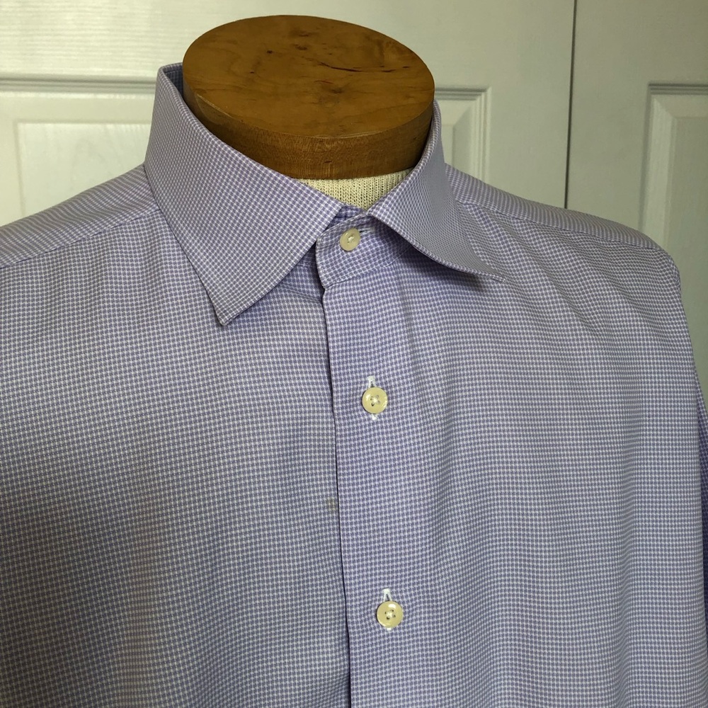 David Donahue Lavender Check Dress Shirt